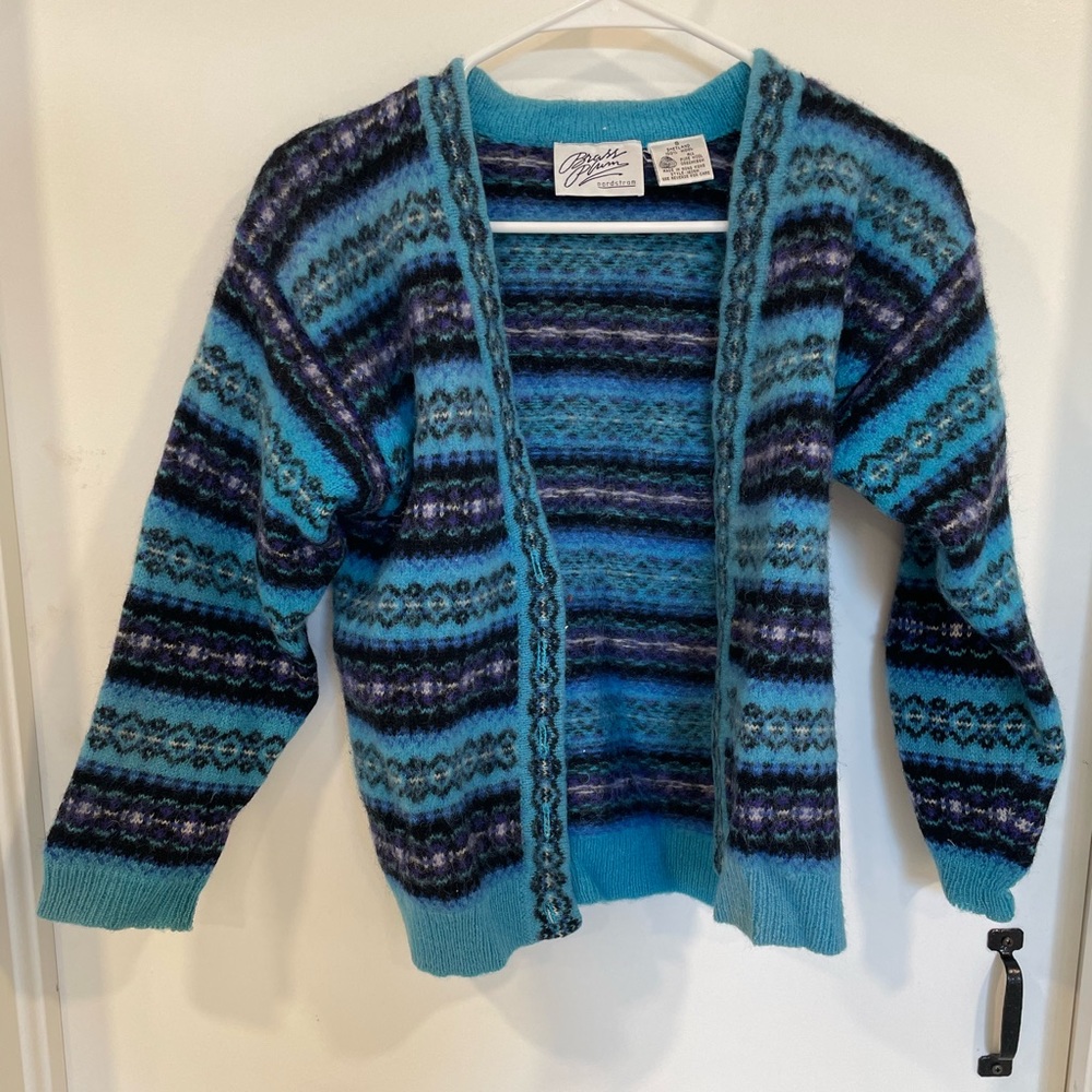 Vintage Brass Plum Nordstrom Wool Cardigan